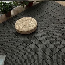 베란다 데크 타일 조립식 강마루 플라스틱 타일 바닥 촘촘 옥상 우드 테라스, F75-다크그레이 스트레이트 PE베이스 1매