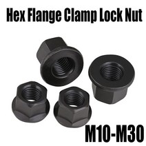 1 개 M10-M30 등급 4.8 탄소 강철 육각 플랜지 클램프 너트 자동 잠금 나일론 페이스 켓 삽입, [10] M30