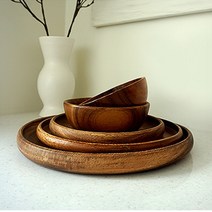 통나무 우드 플레이트 원형 쟁반 츄레이 소반 대