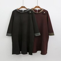 신세계TV쇼핑 [옷자락] 여성 상견례 체크 라운드 슬리브 꽃브로치 롱원피스