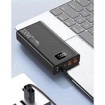PYHO 고속충전 대용량 보조배터리30000mAh잔량표시 무드등, 블랙