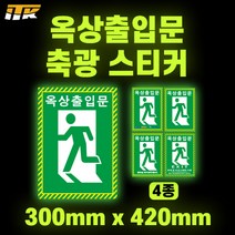 ITK 옥상출입문 축광 스티커 (A형~D형) 중형 300mm x 420mm 고급형, D. 비상시