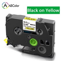 Brother P touch 라벨 메이커 용 열 수축 튜브 교체 테이프 221 231 241 611 621 631 641, 24mm, Black on Yellow