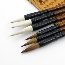 필방 서예 용품 6pcs 흰색 모직 브러시갈색 족제비 양모 머리 일본어 브러시 펜 세트, 없음