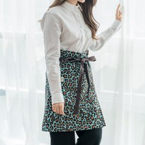 네이처데코 레오파드 호피 바리스타 린넨 허리 앞치마 2color, 블루