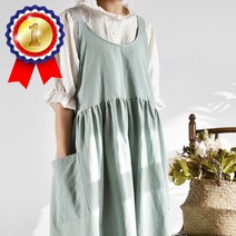 보들 원피스 앞치마 카페 여름 린넨 주방 데님 공방 프릴 원피스 앞치마 어린이집 유치원 카페, ♤A타입-핑크♠