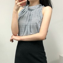 [리즈데이즈] 도어블링 체인 패턴 실키 홀터넥 블라우스