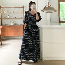 떳다그녀 미스텔 도트 밴딩 점프수트