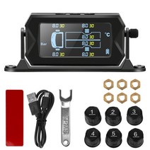차량용 TPMS 타이어 공기압 센서 내장형 무선 태양열 6개의 외부 센서가 있는 자동차 rv 트럭 tpms 무선 디지털 lcd 경보 타이어 압력 모니터링 시스템 태양광 발전