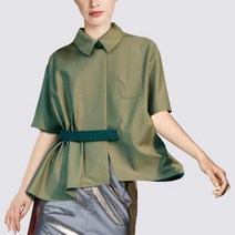 블라우스 여성 Spring Office 레이디 하프 턴 다운 칼라 시폰 캐주얼 셔츠 유로 아메리카 스타일