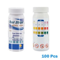 수분측정기 농도측정기 50100pcs 잔류 염소 ph 테스트 스트립 수영장 스파 물 테스터 종이 3 in 1 tub waters 품질 값 알칼리도, 100개