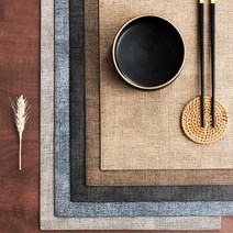 제이제이 가죽 식탁매트 방수 식탁 테이블매트 2개, 다크그레이