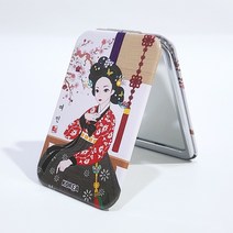 전통 사각 양면 거울 여인 휴대용 미니 거울 외국인 선물 기념품, 1개