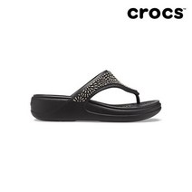 [크록스(CROCS)] [크록스] 여성 몬트레이 디아망떼 웨지 플립 블랙 206343-00
