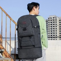 백패킹 배낭레트로 캔버스 은 80리터 대용량 야외 남성과 여성의 수하물 여행 으로 확장 가능 캠핑 등산가방, 아미 그린 s82