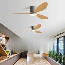 천장실링팬 씰링팬 우드 거실 저소음 조명 아파트대형, (조명없음) 올블랙 - 52인치 듀얼컨트롤
