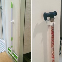 부착식 대걸레 지팡이 봉 스틱걸이홀더 청소도구 행거, 부착식 고정행거 1P