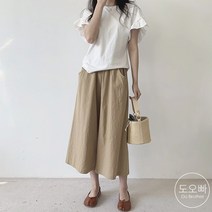도오빠 여성 긴바지 7부 여름바지 하렘 와이드 밴딩 치마바지 시원한 통기성 빅사이즈 루즈핏 오버핏