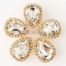Diy 의류 골드 바닥 눈물 드롭 faltback 크리스탈 버튼 흰색 aaa + 유리, 7x10mm 10개, 04 7x10mm  10p