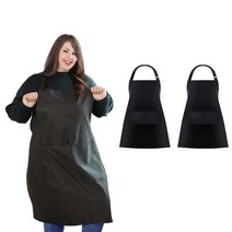 Urby 주머니가 있는 여성용 앞치마 플러스 사이즈 앞치마 XL XXL 또는 허리 W40+ 엑스트라 라지 및 롱 빅 앤 톨 남성 셰프에게 적합 블랙 2팩., Plus Size W40+_Black 2pack, Black 2pack