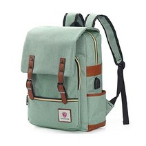Xinveen 빈티지 노트북 배낭 여행 캐주얼 Daypacks 학교 어깨 가방 남성 여성 라이트 그린
