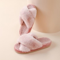 아이엠몽 여성 극세사 크로스 털 슬리퍼