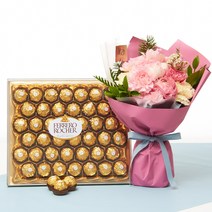 유어버스데이 카네이션참사랑꽃다발핑크+페레로로쉐초콜릿(42입)[어버이날 카네이션]
