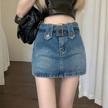 블랙 데님 스커트 스커트 하이웨이스트 스커트 백힙 스커트