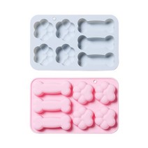 강아지 간식 만들기 수제 개껌 뼈다귀 발바닥 모양 실리콘 베이킹 몰드 틀 2colors, 그레이