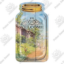 정원 꾸미기 마당 Putuo 장식 그림 로그인 메이슨 항아리 모양 나무 표지판 플라크 소박한 홈 농가 벽, 15 MJ0231_01 8.3x4.5inch