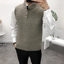 단추 네트 니트 조끼(4color)