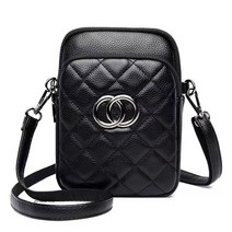 여자 크로스 백 소가죽 퀼팅 3단 지퍼 미니 폰백 힙색