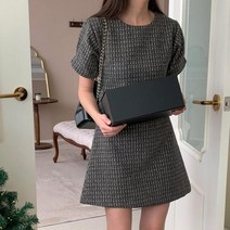 라운드넥 슬리브리스체크아이예뻐 휴양지 원피스