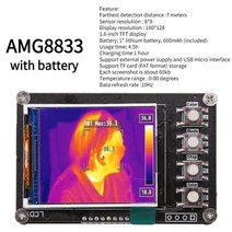 열화상카메라 Mlx90640 3.4 인치 tft 스크린 lcd 디스플레이 디지털 적외선 열 화상 온도 센서 휴대용 ir 온도계, amg8833 배터리 포함