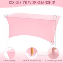 JALANCY 2.4m(8피트) 스판덱스 테이블 커버 장착 직사각형 식탁보 세.. 정품보장, 8, Pink