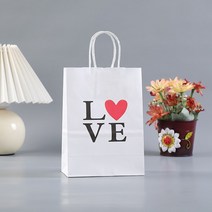 12pcs 사랑 심장 인쇄 웨딩 파티 선물 가방 게스트 선물 포장 발렌타인 데이 크래프트 종이 가방 도매 쇼핑 가방, 2