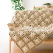 코바늘 손뜨개 뜨개질 DIY 패키지 키트 장미꽃 플라워 크로쉐 블랭킷 담요 도안 소파커버 테이블보 뜨기, 장미 블랭킷 패키지 (코바늘 포함) 개