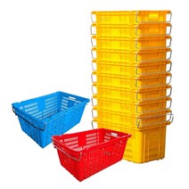 농산물 운반용 특대형 노란 플라스틱 콘티 박스 바구니 상자, 특대형 철고리 유 (71x46.55x33.5), 청색, 1개