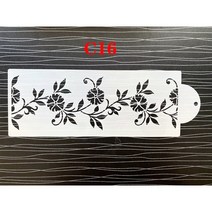 스프레이부스 29x10cm 퐁당 케이크 메쉬 스텐실 스탬프 엠보싱 웨딩 장식 도구 플라스틱 스프레이 금형 초콜릿 그리기 그림, [02] C2
