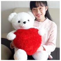 곰인형/빅베어 러블리 하트베어 애착곰모음/중/아담이 곰돌이인형, 60cm, 화이트