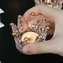 크리스탈 왕관 유리 티라이트 홀더 소품 캔들 용기 촛대