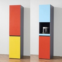 컬러 광폭 도어+밥솥 수납장 세트 400, 올옐로우_화이트핑크