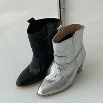 [옷자락] 여자 악어무늬 파이톤 하이힐 앵클부츠