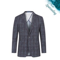 에디션 남성 네이비 체크 스파쿨링 투버튼 자켓