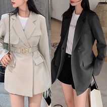 밴딩 벨트 자켓 여성 정장 데일리 아우터 하프 트렌치