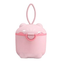 GHSHOP 아기 공식 디스펜서 휴대용 분유 디스펜서 스낵 보관 용기 귀여운 돼지 모양 여행 침실 야외, PP, 핑크 L