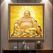 만석불상 금신 미륵불 다이아몬드 페인팅 비즈 보석십자수 불상 부처님 탱화 종교 불교 큐빅공예, 70x70cm, 1개