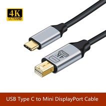 1.8M USB 타입 C 3.1-미니 디스플레이 포트 DP 수 4K @ 60Hz 모니터 케이블 썬더볼트 3 맥북용, 한개옵션1, 한개옵션0