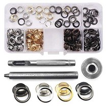 Muye 120pcs Eyelet Grommet Kit for Leather 2 Sizes 6mm Craft Grommet Set Repair and Decorative for L, 1, 4 Colors,Muye 120pcs Eyelet G