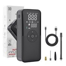 Cooela led 초강력 미니 전동 에어펌프 휴대용 적용하다 차량용 자전거 농구 에어매트 자동 정지, 블랙 16*6.6*4cm